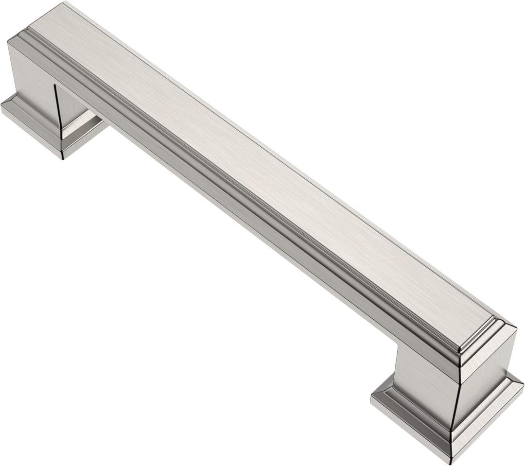 Alzassbg 10 Pack Brushed Satin Nickel Cabinet Pulls, 3-3/4 Inch(96mm) Hole Center Kitchen Cabinet Handles for Cabinets and Drawers AL3071SN