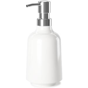 Umbra Step 13 oz (384 ml) Liquid Soap Pump Dispenser, Also Works with Hand Sanitizer, Easy to Refill, White