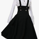 Jeufoin Women's Black Lolita Dress Plus Size A Line High Waist Brace Skirt Set Anime Maid Halloween Cosplay Costume, Size 2XL