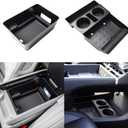 TACOBRO 2PCS Organizer Compatible with Hyundai Santa Fe 2026 2025 2024 Center Console Accessories, Santa Fe Armrest and Lower Center Console Tray with Cup Holder ABS Material (black)