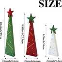 Wooden Christmas Trees Tabletop Decoration Set 3 Piece Freestanding Rustic Holiday Centerpieces for Tiered Tray Xmas Home Decor (Wood 01)