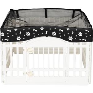 Dog Playpen Mesh Top Cover for 36" Inch Pet Playpen with 4 Panels, Dog Crate Cover Pet Tent Puppy Play Pen Cover, Ideal for Indoor/Outdoor Use. Note: Playpen Not Included (Black)
