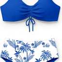 Teen Girls Swimsuits Two Piece Bikini Sets Bathing Suit with Reversible Top & Bottom (Blue, 13-14 Years)