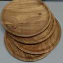 Samhita Acacia Wood Round Platters Set of 4 for Ottoman or Side Table, Charcuterie Board or Cheese Platter for Living Room (8" x 8" x 0.75")