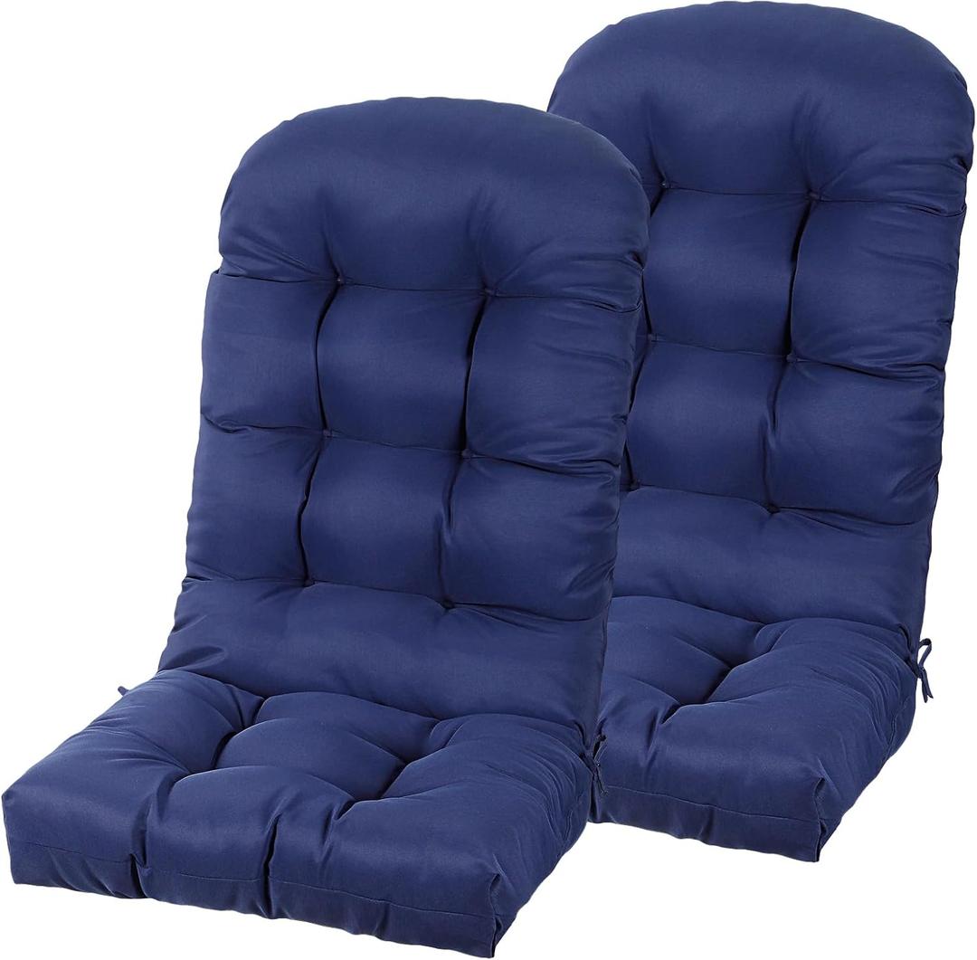 Adirondack Chair Cushions Set of 2, High Back Patio Chair Cushions 48 x 19.7 x 4.7 Inch, Indoor/Outdoor Thickened Rocking Chair Cushion, Fade-Resistant & Waterproof (Dark Blue)