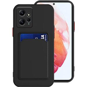 Compatible with Redmi Note 12 4G Case Silicone with Card Holder Black, for Redmi Note 12 4G Phone Case Silicone Liquid Shockproof Protective Slim Cover (Black)