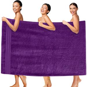 Elegant Comfort Three Line Popcorn Extra Large Luxury Bath Towel - 40" x 80" inch, Premium Hotel Spa Quality 1 Piece Oversized Bath Sheet 100% Turkish Cotton Super Soft Highly Absorbent, Purple