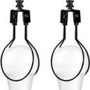 2Pcs Lamp Shade Light Bulb Clip Adapter Kit, Black Lampshade Holder Adapter with Crystals Top Finial, No Harp Required, Clip on Bulb, DIY Replacement Repair Table & Floor Light Metal Parts