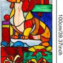 HOMETITUTE Dog with Gifts Stained Glass Privacy Film Christmas Decorative Window Static Cling Glass Sticker for Home Office Bathroom Bedroom Living Room 17.7 x 39.3 Inch