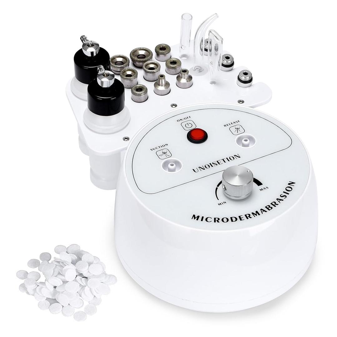 UNOISETION Diamond Microdermabrasion Machine Professional, 3 in 1 Dermabrasion Facial Peeling Skin Care Device for Salon Personal Home Use (White)