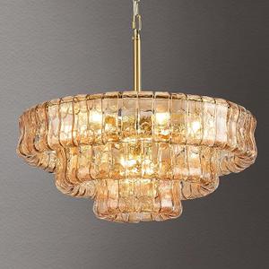 23in Large Chandelier Gold, Modern Dining Room Light Fixtures, 3 Layer Luxury Glass Chandelier 9 Light Chandeliers for Dining Room Kitchen Island Living Room (Gold)