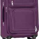 U.S. Traveler Rio Lightweight Softside Rolling Carry-on Suitcase, 4-Wheel Single, Purple