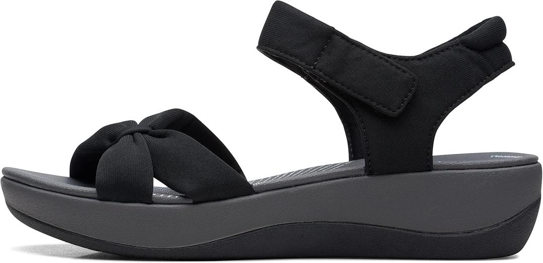 Clarks() womens Ankle Strap (8 Wide, Black Textile)
