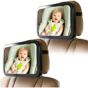Enovoe Mirror for Baby Car Seat Rear Facing - 2 Pack - Wide Convex Back Seat is Shatterproof and Adjustable - 360 Swivel Backseat Carseat Helps Keep an Eye on Your Infant