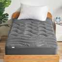 SLEEP ZONE Cooling Twin Mattress Topper for Single Bed, Premium Zoned Cool Mattress Pad Cover, Padded Mattress Protector Breathable Washable, Deep Pocket 8-21" (Grey, Twin, 45x70)