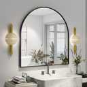 XRAMFY Arched Bathroom Mirror 32" x 34" for Bathroom Vanity Mirror or Wall Decor Black Arch Mirror Aluminum Alloy Frame Wall Mounted Mirror for Living Room Bedroom Entryway
