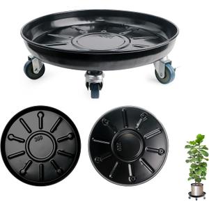 Choclaif Plant Caddy with Wheels,3 Pack Black Heavy Duty Plant Stand with Universal Wheels,Round Pot Trolley for Indoor Outdoor (12.12)