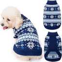 KOOLTAIL Cable Knit Dog Sweater Turtleneck, Cold Weather Pullover Classic Knitwear, Snowflake Pattern Thick Warm Winter Pet Clothes, Dog Christmas Sweater for Small Medium Large Dogs Cats,Navy Blue SM