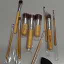 BS-MALL Makeup Brush Set 11Pcs Bamboo Synthetic Kabuki Brush Set Foundation Powder Blending Concealer Eye shadows Blush Cosmetics Brushes with Travel Organizer Bag & Makeup Sponge