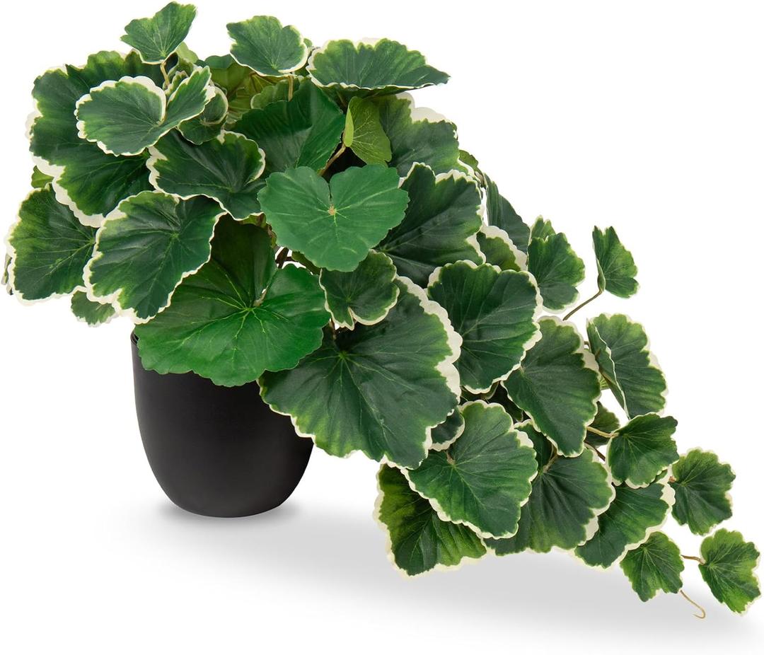 11.2" Small Fake Plants Decor Indoor, Begonia Vines Artificial Plants in Pot for Shelves Home Office Garden, Faux Tropical Potted Plant, Silk Decorative Plants Desk Housewarming Gifts
