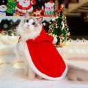 WeeH Dog Clothes for Christmas Cat Xmas Holiday Costume Red Christmas Cape Hooded Cloak Winter Outwear Medium
