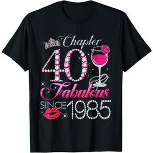 Chapter 40 Fabulous Since 1985 40th Birthday Queen Diamond T-Shirt S Chapter 40 Fabulous Since 1985 40th Birthday Queen Diamond T-Shirt S