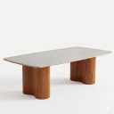 Tribesigns 78.7" Sintered Stone Dining Table for 8-10Luxury Rectangular Kitchen Table with Solid Wood Legs, Mid-Century Dining Room Table for Living Room