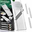 Benriner Japanese Mandoline Slicer  Vegetable Slicer with 4 Stainless Steel Blades, BPA-Free Adjustable Vegetable Cutter  Official US Version with Authentic Retail Packaging (Classic Slicer, White)