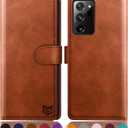 SUANPOT Galaxy Note 20 Ultra 5G Wallet Case - RFID Blocking Leather, Card Holder, Flip Folio, Light Brown