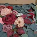 WEIERYUE Deluxe Wine Red Artificial Wedding Arch Flowers with Drapes Kit-Pack of 5, 2pcs Flower Arrangements 3pcs Hanging Valance Red Ceremony Arbor Reception Backdrop Rose Floral Decorations.