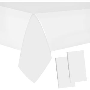 12 Packaging White Plastic Tablecloth, 54 inch x 108 inch Rectangular Disposable Party Table Cover, Suitable for Birthday, Graduation, Restaurant, Wedding Decoration Tablecloth