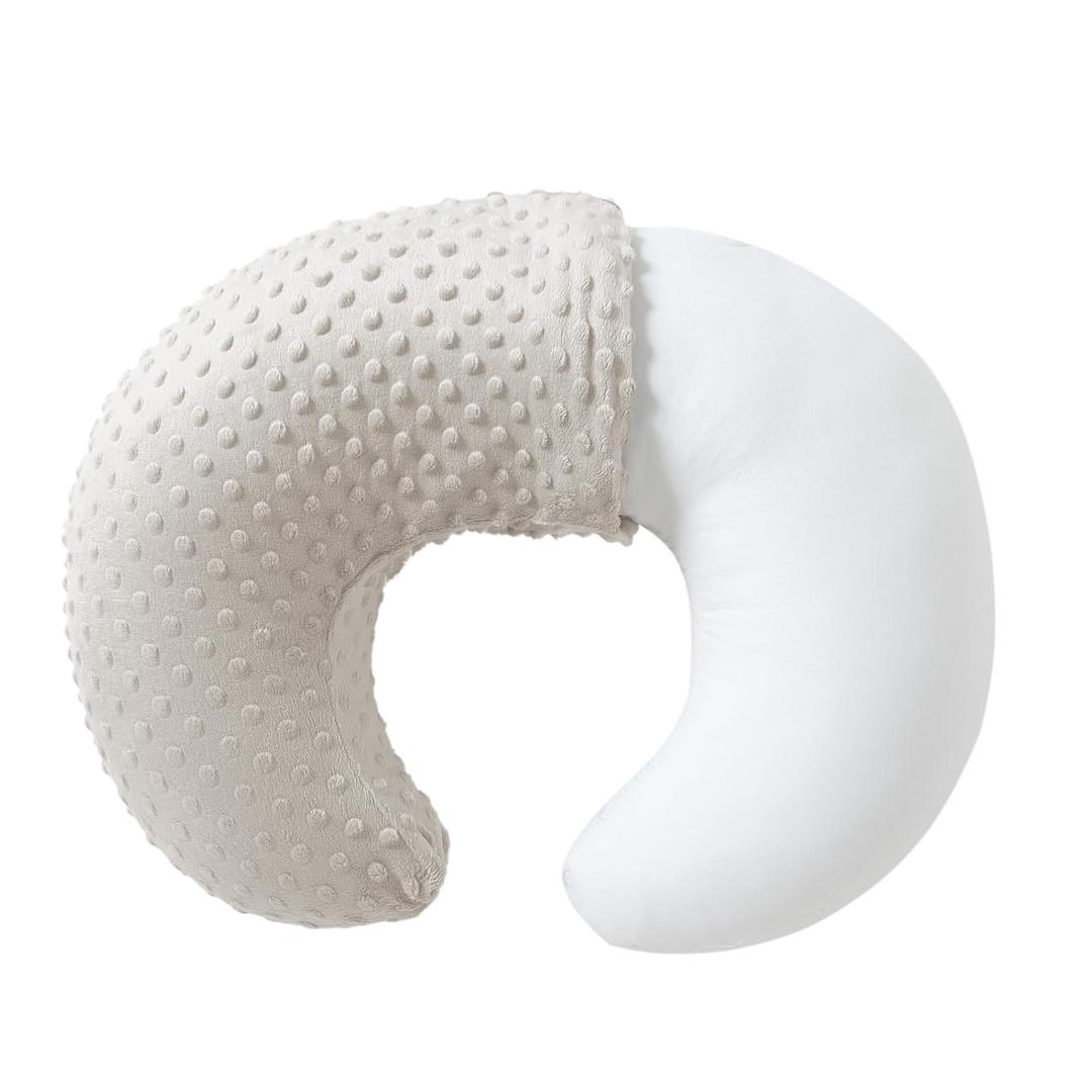 Baby Nursing Pillow and Body Positioner with Premium Slipcover for Breastfeeding for Baby Boys and Girls, Feeding Pillow with Breathable Comfortable Pillowcase (Sand) (22 x 17.7 x 5.9 inches)