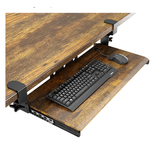 lAX WABER Keyboard Tray Under Desk Pull Out with Extra Sturdy C Clamp Mount System, 27.3 (32.5 inch Including Clamps) x 11 Inch Slide-Out Platform Computer Drawer for Typing Vintage AX01WG02