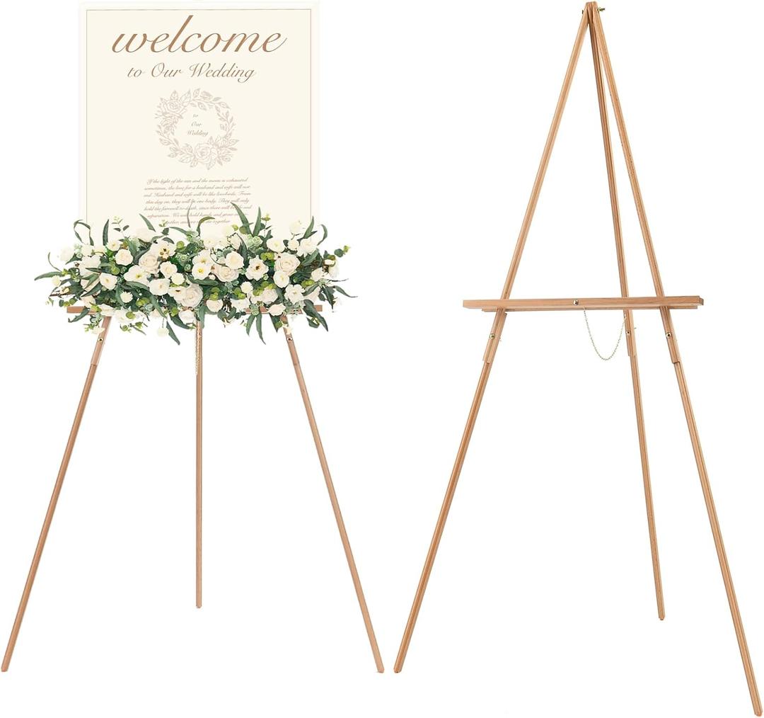 MEEDEN Wood Easel Stand for Display: Wooden Display Tripod Stand for Posters Pictures Paintings - Wedding Decor Holder for Welcome Sign