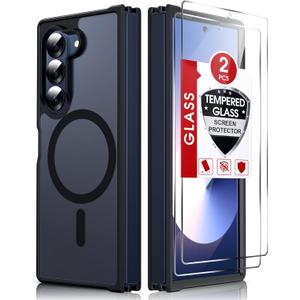 LeYi for Galaxy Z-Fold-6-Case: Samsung Fold 6 Case [Compatible with MagSafe] with 2Pcs Tempered Glass Screen Protector, Fast Magnetic Integrated Structure for ZFold 6 Case,Black