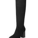 TopWalks Knee High Boots Women Classic Chunky Heel Square Toe Tall Boots For Women High Heel Side Zipper Boots 9.5 Black