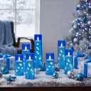 Raycare Independence Day Flameless Candle with Remote Timer 9 Flickering Acrylic Battery Operated LED Pillar Candles with Embedded Star String for 4th of July Home Patriotic Decor, as a Gift (Blue)