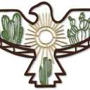 Lounsweer Aztec Metal Eagle Wall Decor Southwestern Wall Art Farmhouse Metal Framed Eagle Western Home Decor for Bedroom Living Room(Colorful)
