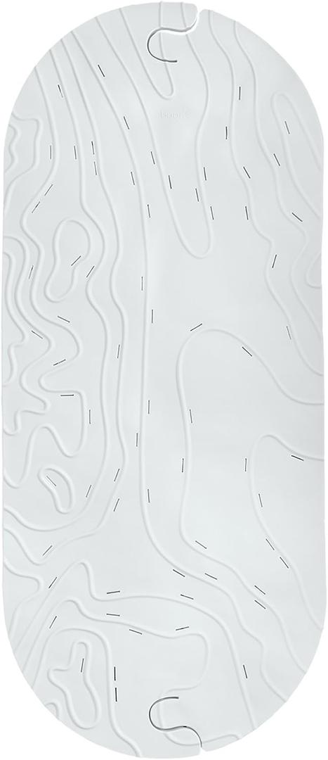 Boon GRIFFLE Textured Non Slip Baby Bath Tub Mat with Hanging Hook and Drain Holes, Gray