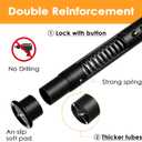 Tension Curtain Rod 43-124 Inches Extra Long Black Heavy Duty Tension Rods Adjustable Curtain Rod No Drilling Spring Loaded Tension Rod for Windows Patio Hold Up Blackout Curtains and Non Slip
