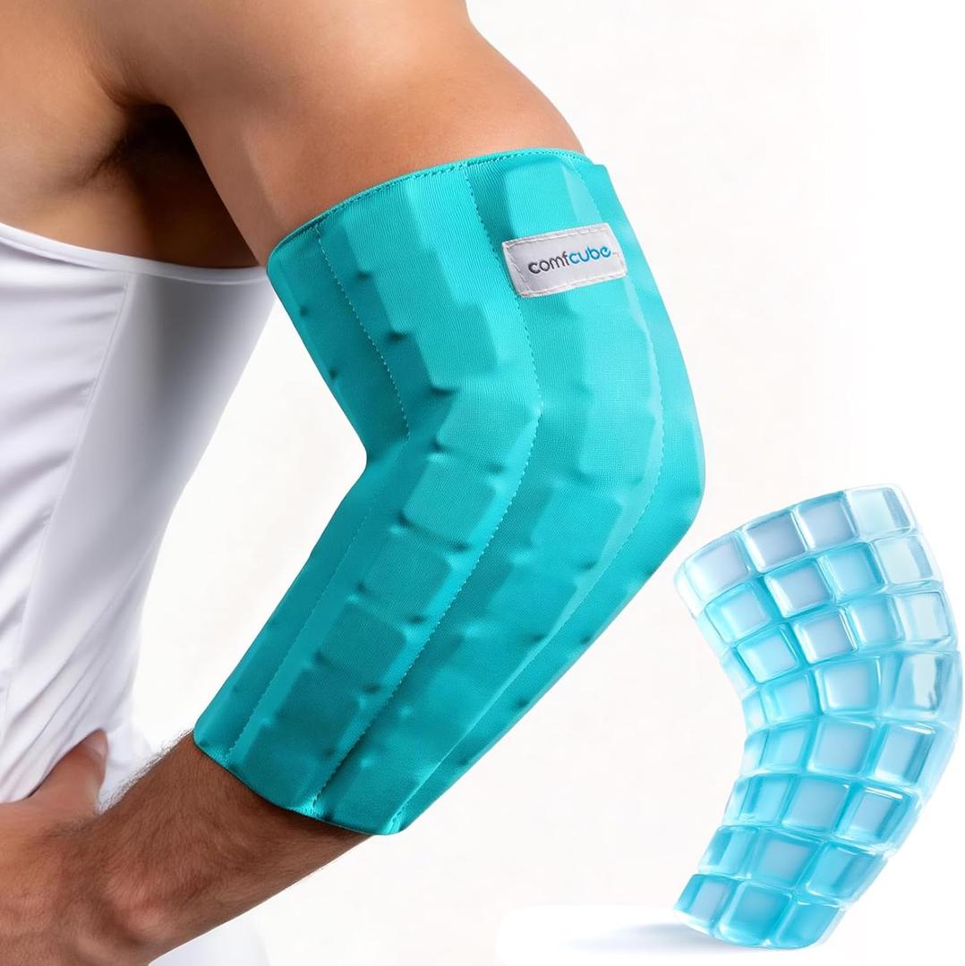 Elbow Ice Pack Wrap for Tendonitis & Tennis Elbow, 2 Hours Long Lasting Cold Compression Flexible Ice Pack Sleeve, Pain Relief for Golfers Arm, Arthritis, Injuries 20x10cm