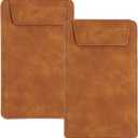 uxcell 2 Pack Mini Clipboard, 6" x 4" Leather Small Clipboard with Pen Holder, A7 Size Magnetic Writing Clip Boards for Business, Office,Restaurant and Hotel (Brown)