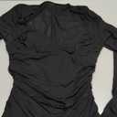 Chunpin Women's Square V Neck Mesh Bodysuit Long Sleeve Mesh Tops Outfits Sexy Bodysuits Black M