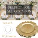 MAONAME 13" Gold Charger Plates Set of 8, Round Reef Chargers for Dinner Plates, Plastic Plate Chargers for Table Setting, Wedding Decor