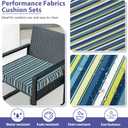 IPYNBAP Outdoor Chair Cushions Set of 4 -Waterproof Outdoor Seat Cushions for Patio Furniture, Patio Chair Cushion with Handle and Ties, Out Door Chair Pads,19x19x3-Square, Blue Stripe