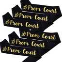 6PCS Prom Court Sashes Bulk, Black Gold Prom Sashes for Prom Court, High School Dance Party, Costume Event Graduation Party Accessories