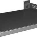 Microwave Shelf 14x20'' Microwave Shelf 110 lbs Loads Wall Mount Carbon Steel Microwave Wall Shelf with 6 Movable Hooks Adhesive/Drilling Install Microwave Rack Kitchen Organizer, Microwave Rack