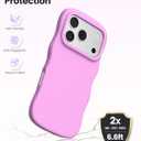 ORNARTO for iPhone 17 Pro Max Case for Women Girls Cute Wave Edge, Camera Control Button, Shockproof Liquid Silicone Phone Case for iPhone 17 Pro Max 6.9", Cherry Blossom