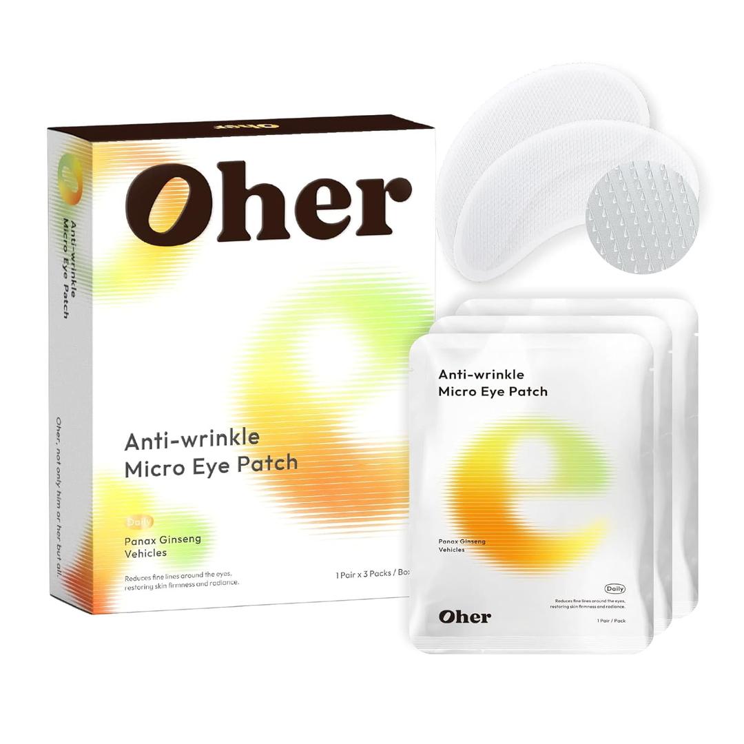 Oher Hyaluronic Acid Dissolving Micro-Pillar Eye Patches for Under-Eye Wrinkles & Dryness, Intense Plumping & Long-Lasting Hydration - 3 Pairs
