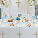 Blue Baptism Decorations for Boys Baptism Plates and Napkins First Holy Communion Party Supplies God Bless Plates Religious Christening Ceremony Tableware Set, Serves 25